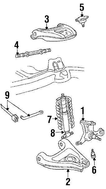 Diagram FRONT SUSPENSION. STABILIZER BAR & COMPONENTS. SUSPENSION COMPONENTS. for your 2002 GMC Sierra 2500 HD 6.0L Vortec V8 M/T RWD SL Standard Cab Pickup Fleetside 