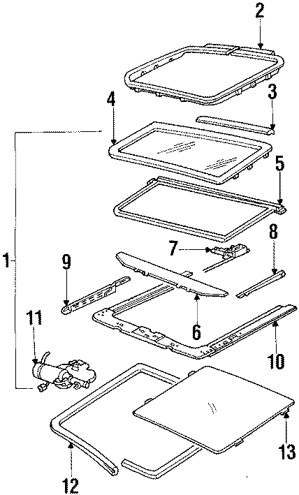 Cadillac Brougham Track ASSEMBLY. Part included in Sunroof - 12536401 ...