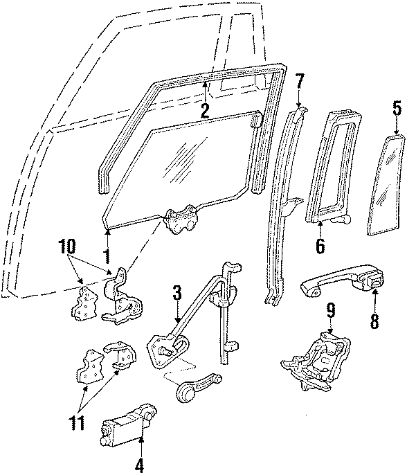 Diagram REAR DOOR. GLASS & HARDWARE. for your 2018 Chevrolet Spark   