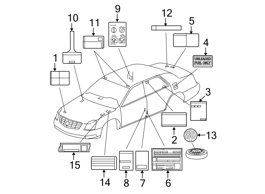 Diagram INFORMATION LABELS. for your 2002 GMC Sierra 3500 6.0L Vortec V8 A/T 4WD SLE Standard Cab Pickup 