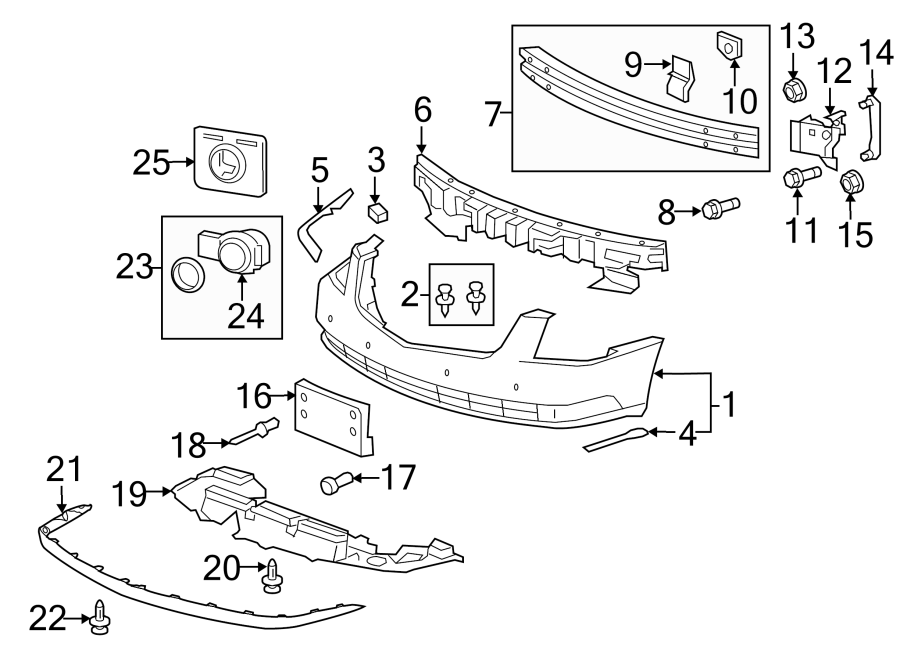 Diagram FRONT BUMPER. BUMPER & COMPONENTS. for your 2021 Chevrolet Spark   