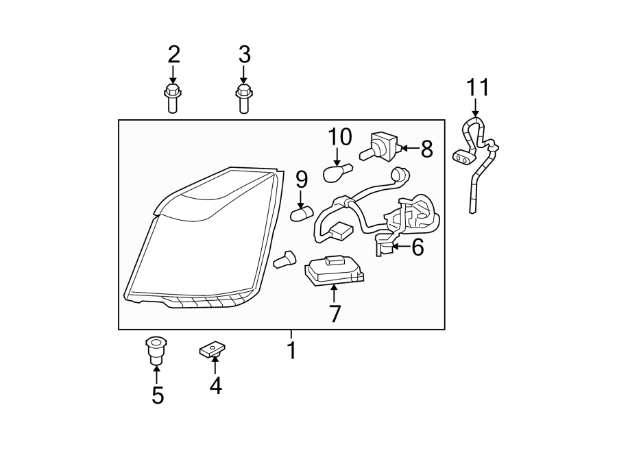 Diagram FRONT LAMPS. HEADLAMP COMPONENTS. for your 2012 Chevrolet Suburban 1500   