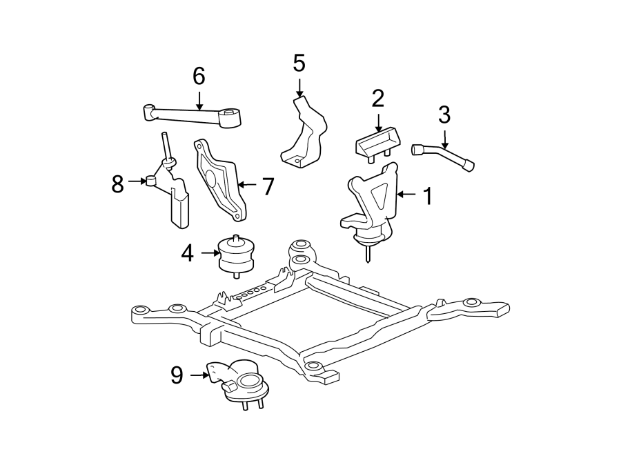 Diagram ENGINE / TRANSAXLE. ENGINE & TRANS MOUNTING. for your 2005 Chevrolet Avalanche 1500 Z66 Crew Cab Pickup Fleetside  