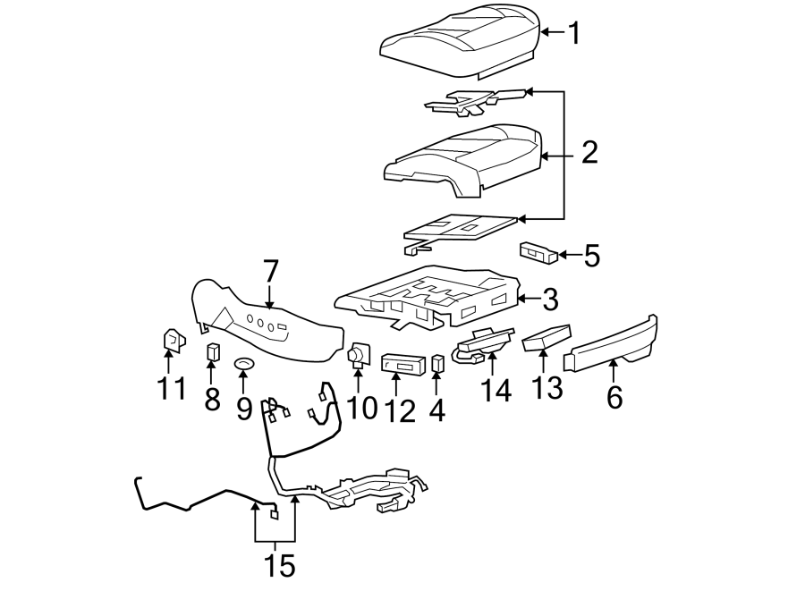 Diagram SEATS & TRACKS. FRONT SEAT COMPONENTS. for your 2007 Chevrolet Silverado 3500 Classic LS Crew Cab Pickup  