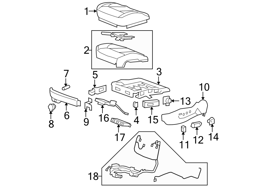 SEATS & TRACKS. FRONT SEAT COMPONENTS. Diagram