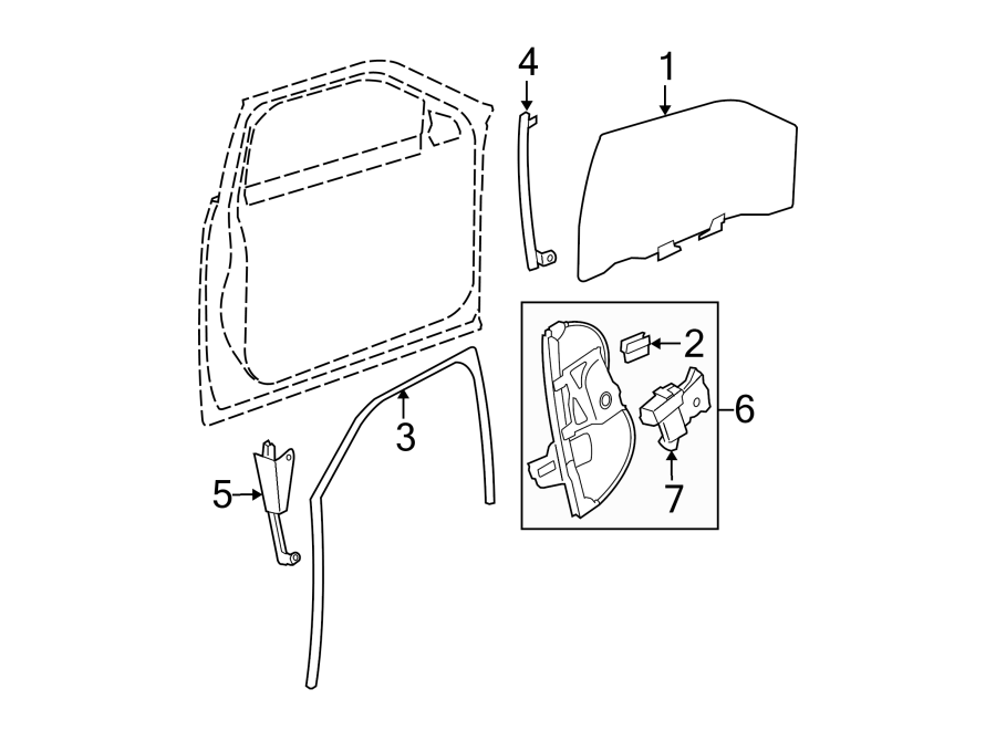 Diagram FRONT DOOR. GLASS & HARDWARE. for your 2021 Chevrolet Spark   