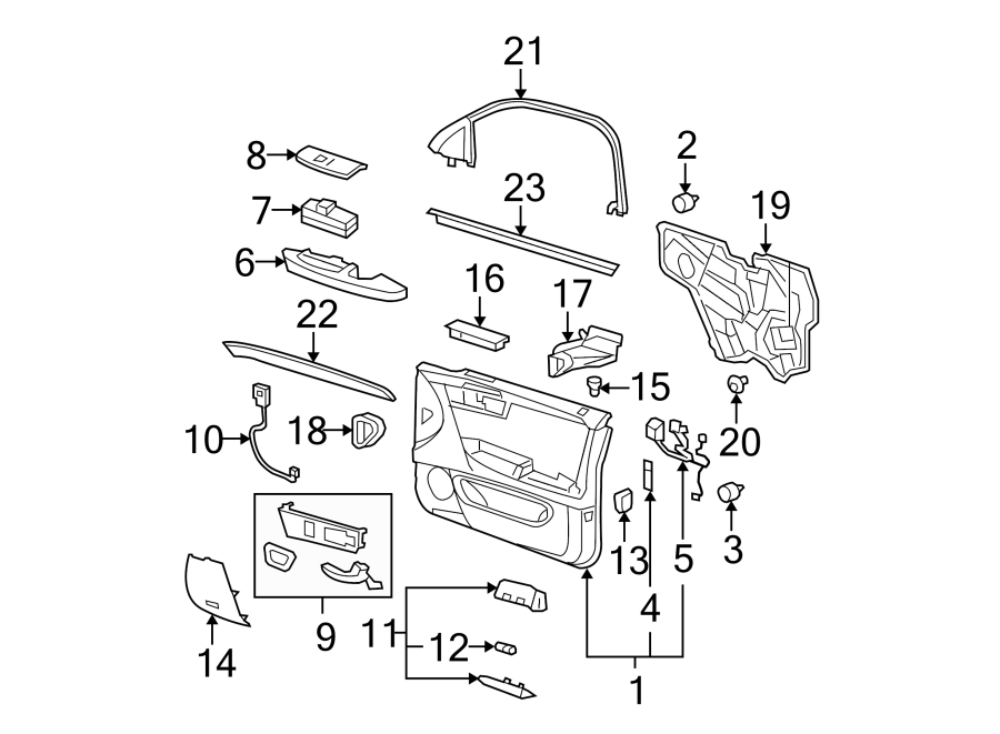 11FRONT DOOR. INTERIOR TRIM.https://images.simplepart.com/images/parts/motor/fullsize/BA06490.png