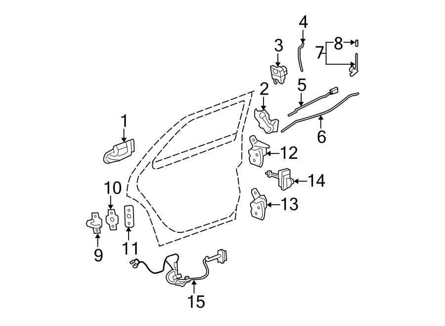 Diagram REAR DOOR. LOCK & HARDWARE. for your Chevrolet Avalanche 1500  