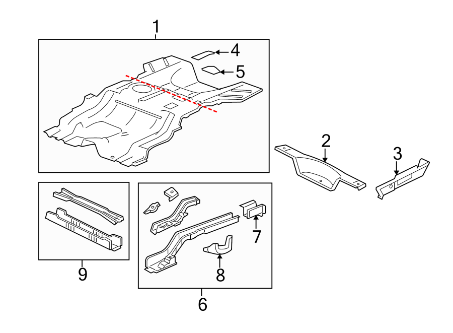 Diagram REAR BODY & FLOOR. FLOOR & RAILS. for your 2015 GMC Sierra 2500 HD 6.6L Duramax V8 DIESEL A/T 4WD SLE Standard Cab Pickup Fleetside 