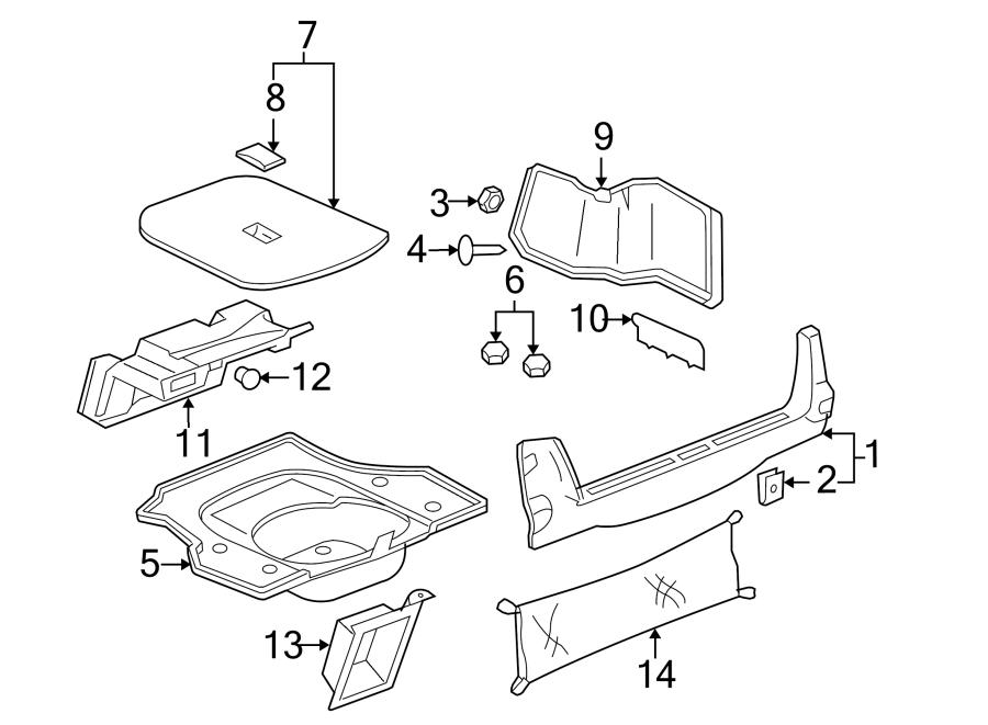 Diagram REAR BODY & FLOOR. INTERIOR TRIM. for your 2018 Chevrolet Traverse    