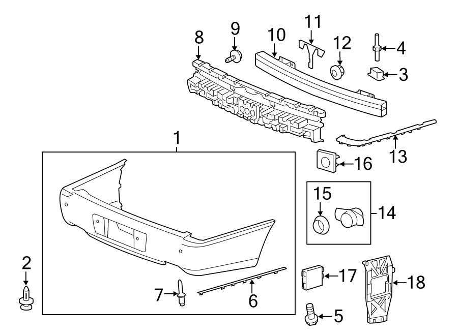 Diagram REAR BUMPER. BUMPER & COMPONENTS. for your 1990 Buick Century   