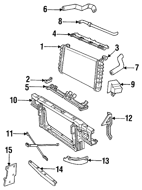 Diagram RADIATOR. for your 1995 Chevrolet K2500  Base Standard Cab Pickup Fleetside 4.3L Chevrolet V6 A/T 