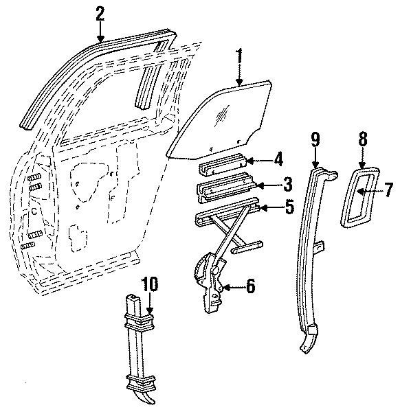 Diagram REAR DOOR. GLASS & HARDWARE. for your 2014 Chevrolet Spark 1.2L Ecotec CVT LS Hatchback 