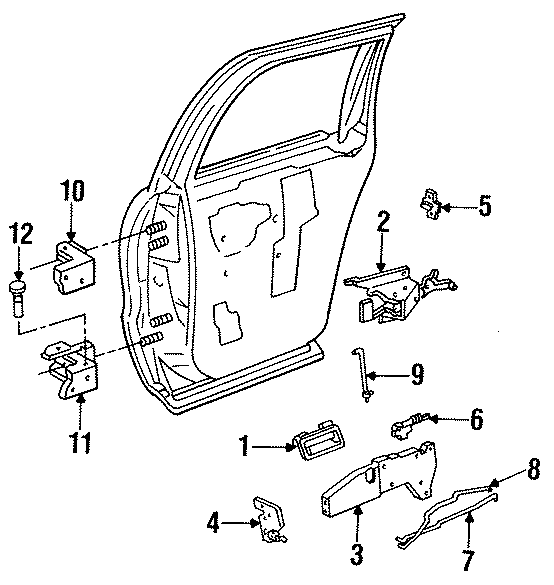 Diagram REAR DOOR. LOCK & HARDWARE. for your Cadillac Fleetwood   