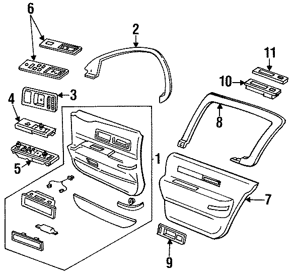 Diagram INTERIOR TRIM. DOOR PANEL. for your Cadillac Fleetwood   