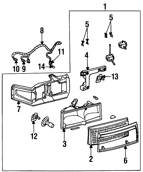 Diagram FRONT LAMPS. HEADLAMP COMPONENTS. for your 2007 GMC Sierra 1500 Classic SL Extended Cab Pickup 5.3L Vortec V8 FLEX A/T RWD 