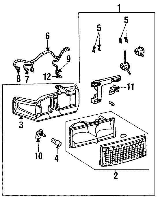 Diagram FRONT LAMPS. HEADLAMP COMPONENTS. for your 2007 GMC Sierra 1500 Classic SL Crew Cab Pickup 4.3L Vortec V6 A/T 4WD 