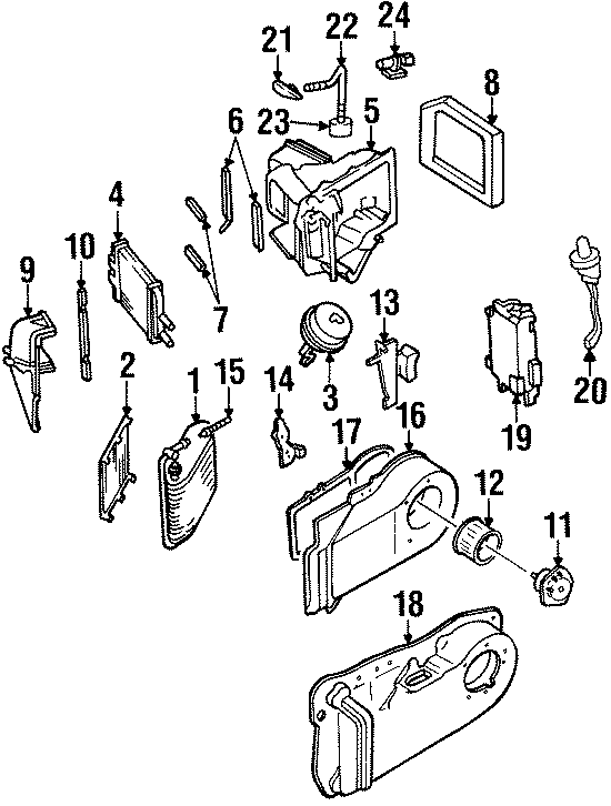 Diagram AIR CONDITIONER & HEATER. EVAPORATOR & HEATER COMPONENTS. for your 2006 GMC Sierra 2500 HD   