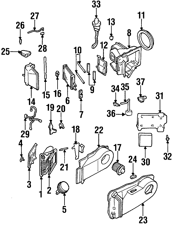 Diagram AIR CONDITIONER & HEATER. EVAPORATOR & HEATER COMPONENTS. for your 2006 GMC Sierra 2500 HD   