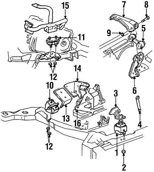 Diagram ENGINE / TRANSAXLE. ENGINE & TRANS MOUNTING. for your 2004 GMC Sierra 2500 HD 6.6L Duramax V8 DIESEL M/T RWD WT Crew Cab Pickup Fleetside 