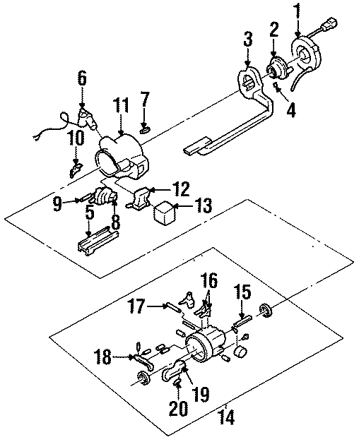 Diagram STEERING COLUMN. HOUSING & COMPONENTS. for your 1998 Buick Century   