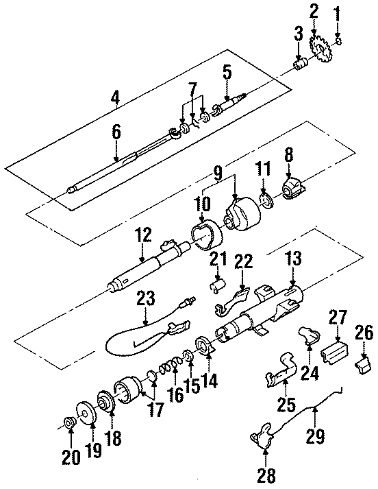 Diagram STEERING COLUMN. SHAFT & INTERNAL COMPONENTS. for your 1992 Chevrolet K3500  Scottsdale Cab & Chassis Fleetside 6.2L V8 DIESEL A/T 