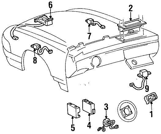 Diagram RESTRAINT SYSTEMS. AIR BAG COMPONENTS. for your 2022 Chevrolet Silverado   