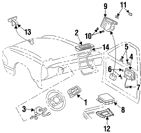 Diagram RESTRAINT SYSTEMS. AIR BAG COMPONENTS. for your 2022 Chevrolet Traverse    