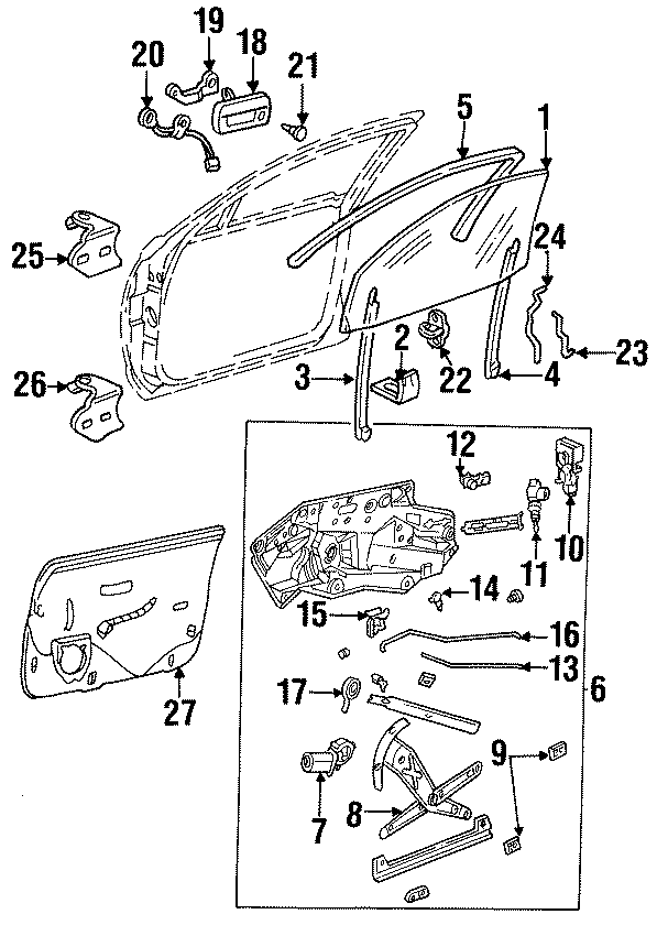 Diagram FRONT DOOR. GLASS & HARDWARE. LOCK & HARDWARE. for your 2020 Chevrolet Spark   