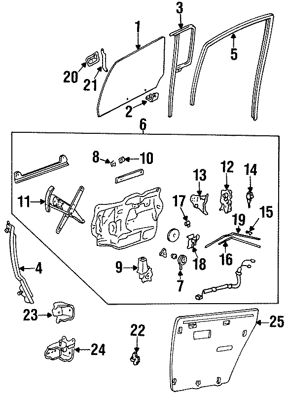 Diagram REAR DOOR. GLASS & HARDWARE. LOCK & HARDWARE. for your 2020 Chevrolet Spark   