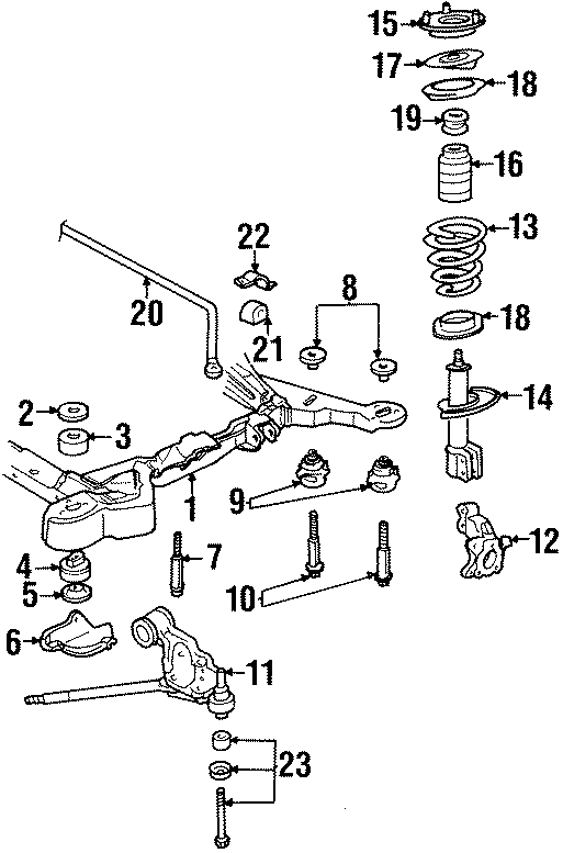 Diagram FRONT SUSPENSION. SUSPENSION COMPONENTS. for your 1987 Chevrolet Cavalier   