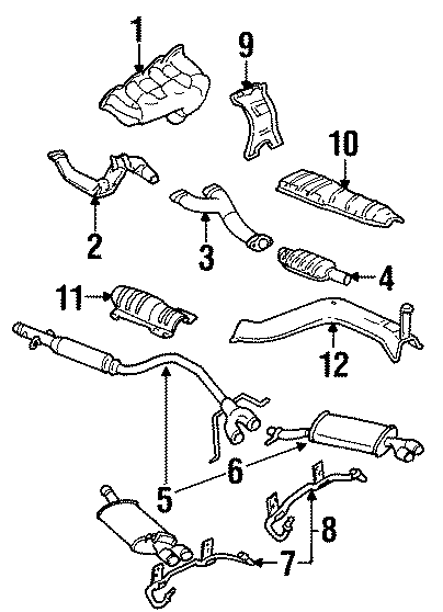 Diagram EXHAUST SYSTEM. EXHAUST COMPONENTS. MANIFOLD. for your 1992 Chevrolet K3500  Scottsdale Extended Cab Pickup Fleetside 6.5L V8 DIESEL A/T 