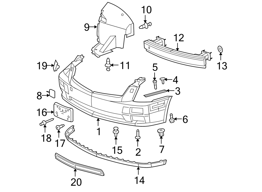 Diagram FRONT BUMPER. BUMPER & COMPONENTS. for your 2018 Chevrolet Spark  LS Hatchback 