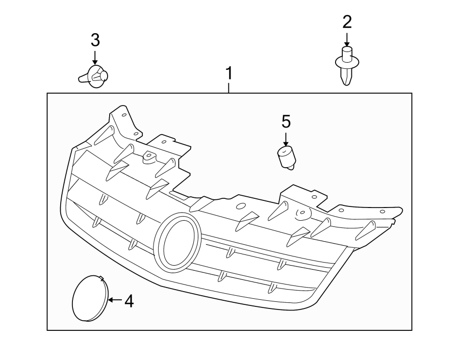 Diagram GRILLE & COMPONENTS. for your 2021 GMC Sierra 2500 HD 6.6L Duramax V8 DIESEL A/T 4WD Base Extended Cab Pickup Fleetside 