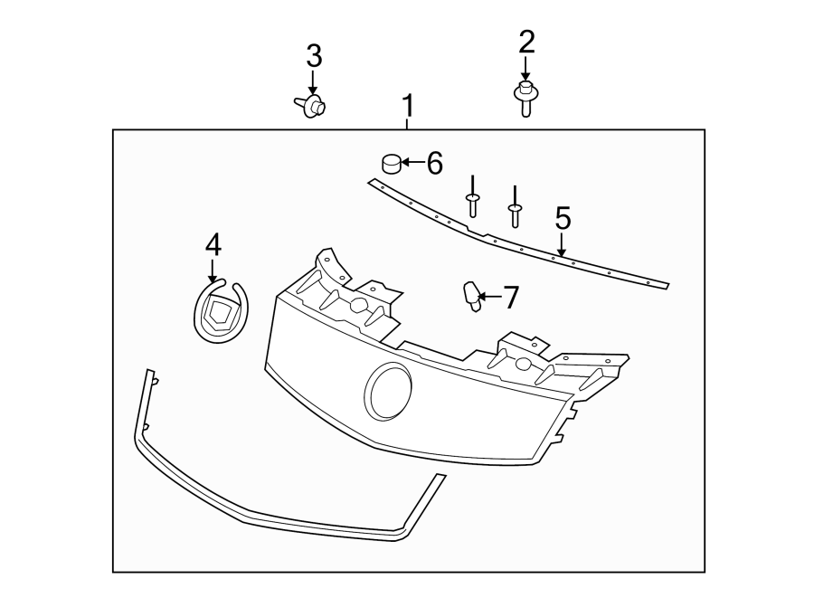 Diagram GRILLE & COMPONENTS. for your 2020 Chevrolet Spark 1.4L Ecotec M/T LT Hatchback 