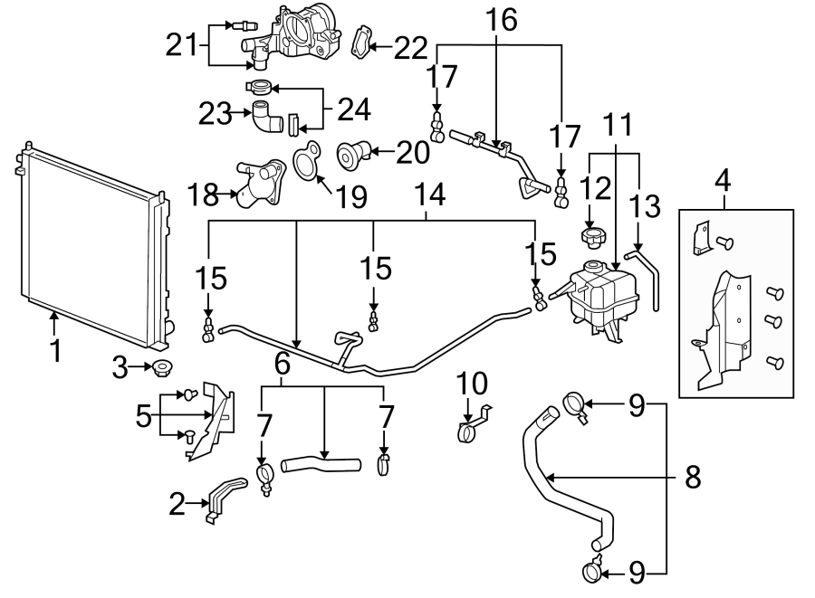 Diagram RADIATOR & COMPONENTS. for your Chevrolet