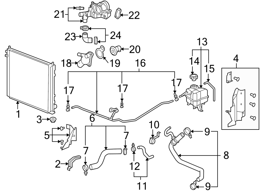 Diagram RADIATOR & COMPONENTS. for your 2008 Chevrolet Equinox   