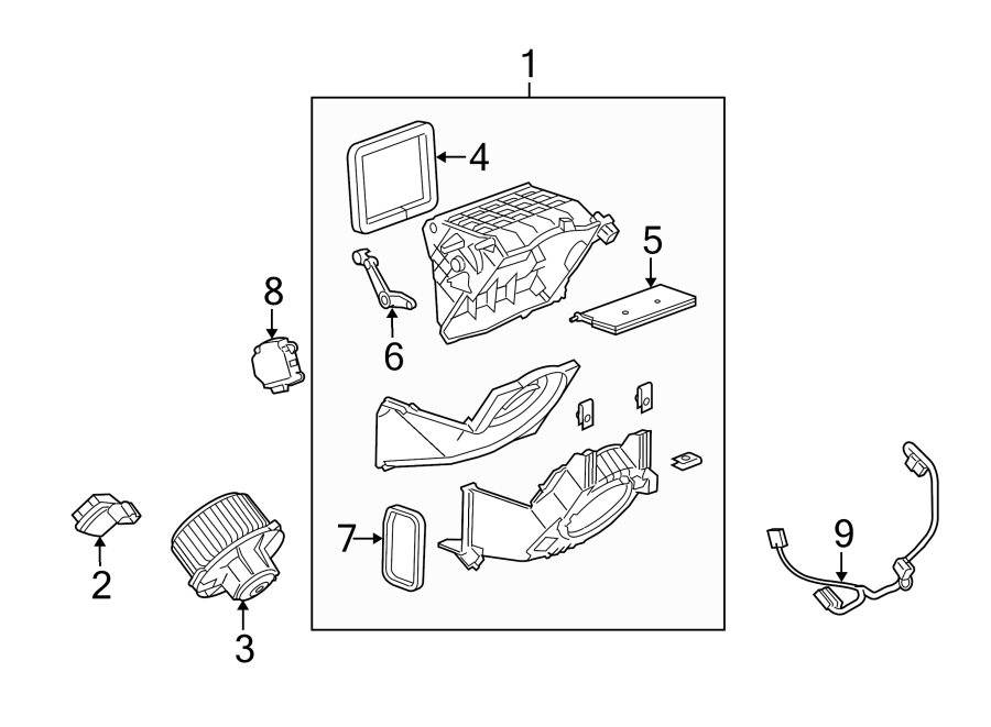 Diagram AIR CONDITIONER & HEATER. BLOWER MOTOR & FAN. for your 2013 Buick Enclave    