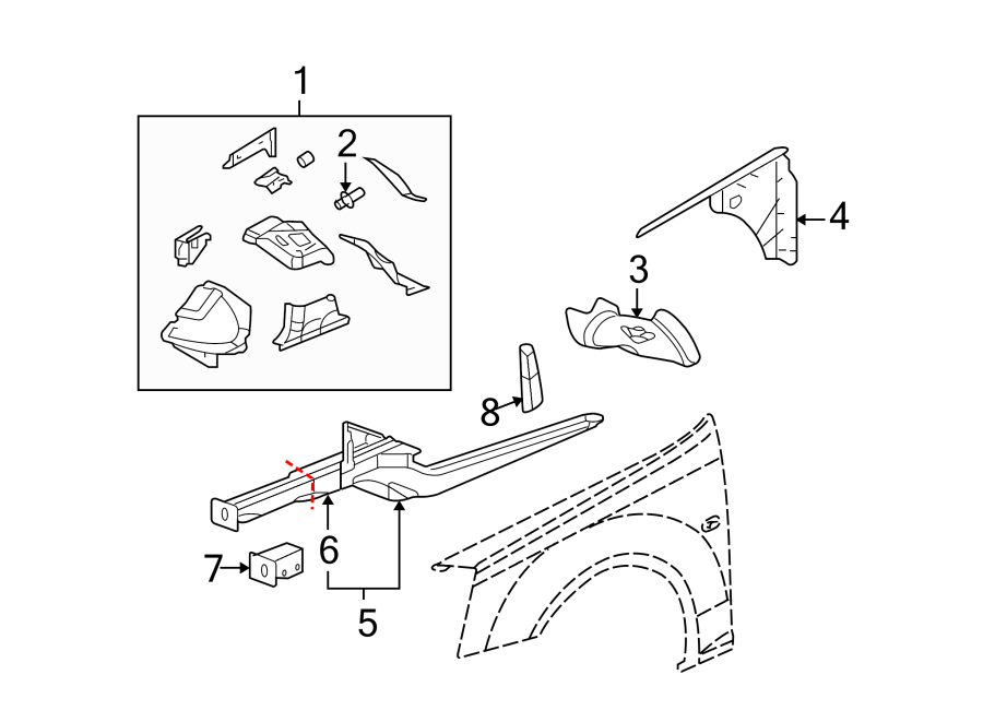 Diagram Fender. Structural components & rails. for your 2022 Chevrolet Suburban    