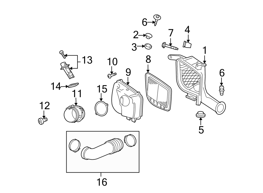 Diagram AIR INTAKE. for your 2021 Chevrolet Camaro LT Coupe 2.0L Ecotec A/T 