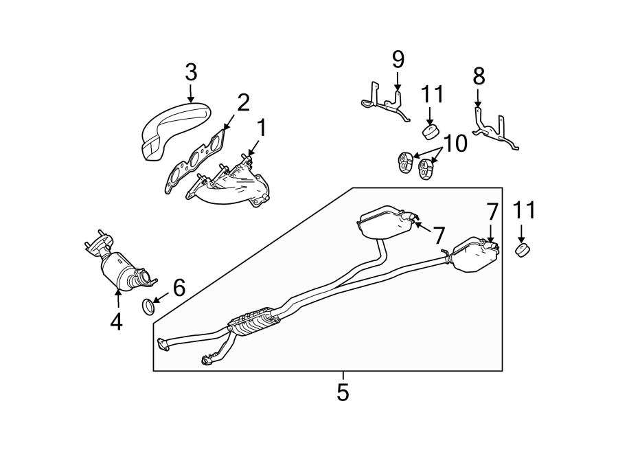 Diagram EXHAUST SYSTEM. EXHAUST COMPONENTS. for your 2022 Chevrolet Camaro  ZL1 Convertible 