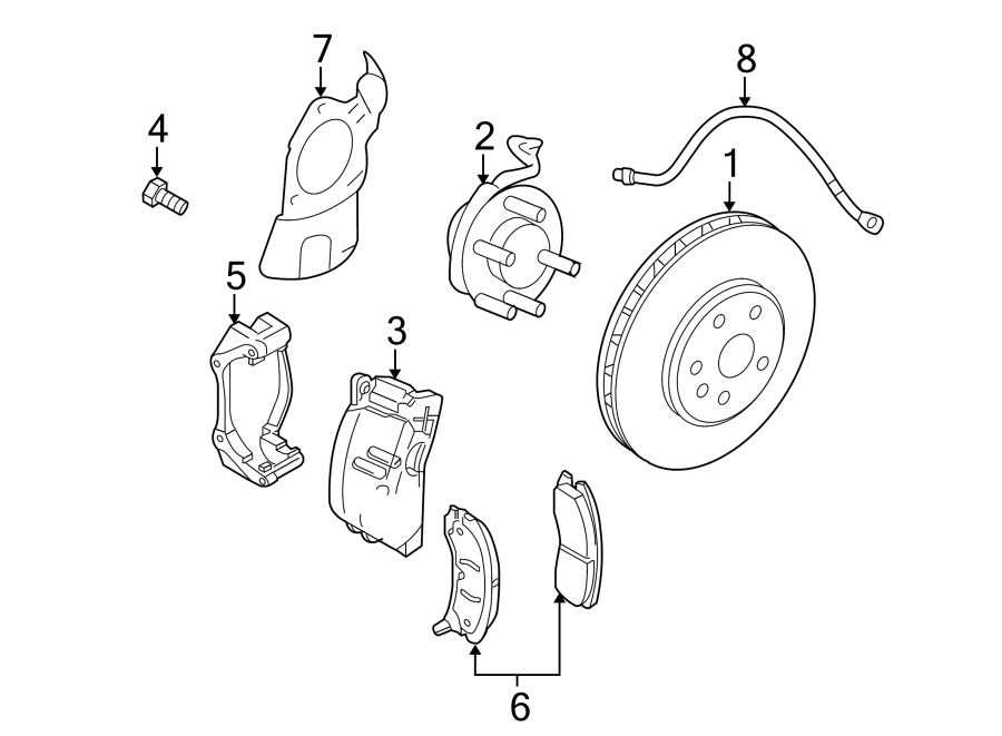 Diagram FRONT SUSPENSION. BRAKE COMPONENTS. for your 2021 GMC Sierra 2500 HD 6.6L Duramax V8 DIESEL A/T 4WD SLT Crew Cab Pickup 