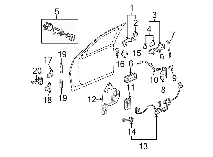 Diagram FRONT DOOR. LOCK & HARDWARE. for your 2016 Buick Cascada   