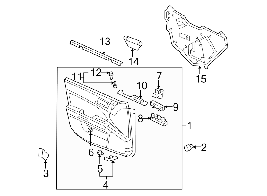 Diagram FRONT DOOR. INTERIOR TRIM. for your 2011 Chevrolet Silverado   