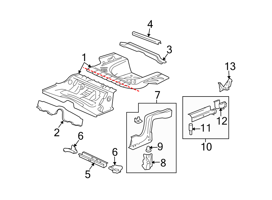 Diagram REAR BODY & FLOOR. FLOOR & RAILS. for your 2015 GMC Sierra 2500 HD 6.0L Vortec V8 FLEX A/T RWD SLE Standard Cab Pickup Fleetside 