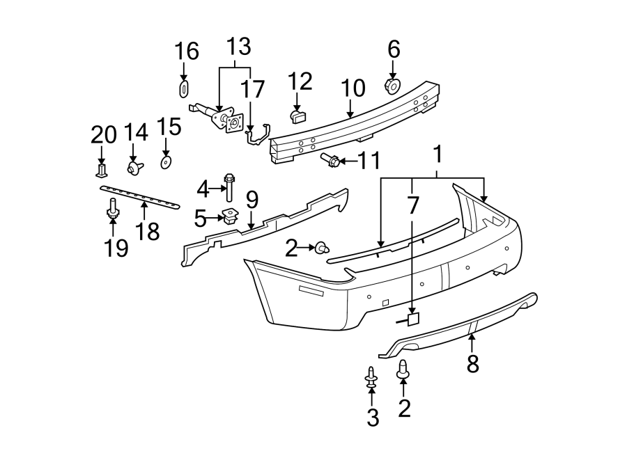 Diagram REAR BUMPER. BUMPER & COMPONENTS. for your 2018 GMC Sierra 2500 HD 6.0L Vortec V8 FLEX A/T RWD SLE Extended Cab Pickup Fleetside 