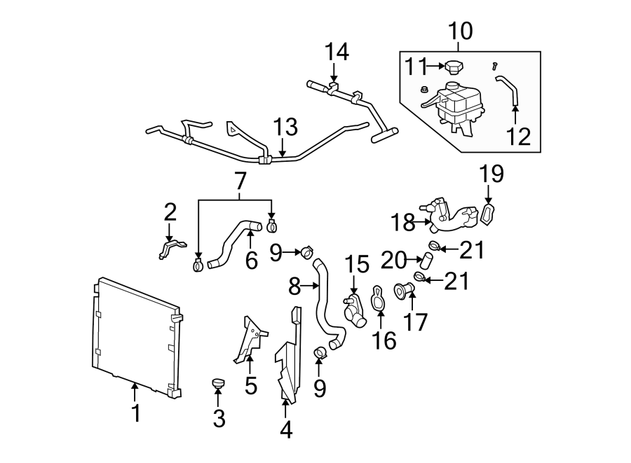 Diagram RADIATOR & COMPONENTS. for your 2008 GMC Yukon   