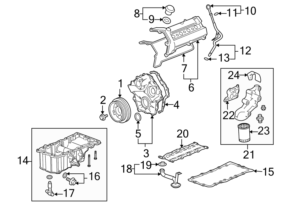 Diagram ENGINE PARTS. for your Cadillac