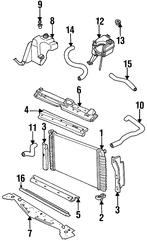 Diagram RADIATOR & COMPONENTS. for your 2020 GMC Savana 3500   