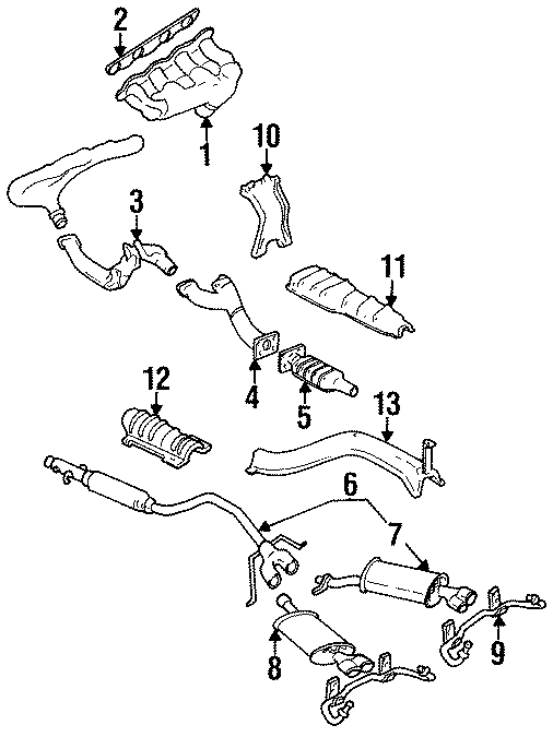 Diagram EXHAUST SYSTEM. for your 1992 Chevrolet K3500  Scottsdale Extended Cab Pickup Fleetside 6.5L V8 DIESEL A/T 